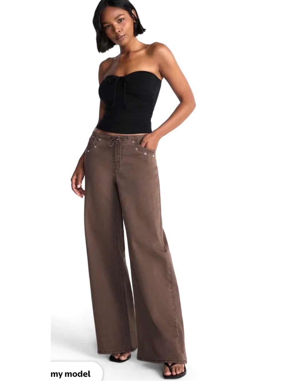No Boundaries Drawstring Grommet Wide Leg brown jeans Women's Small